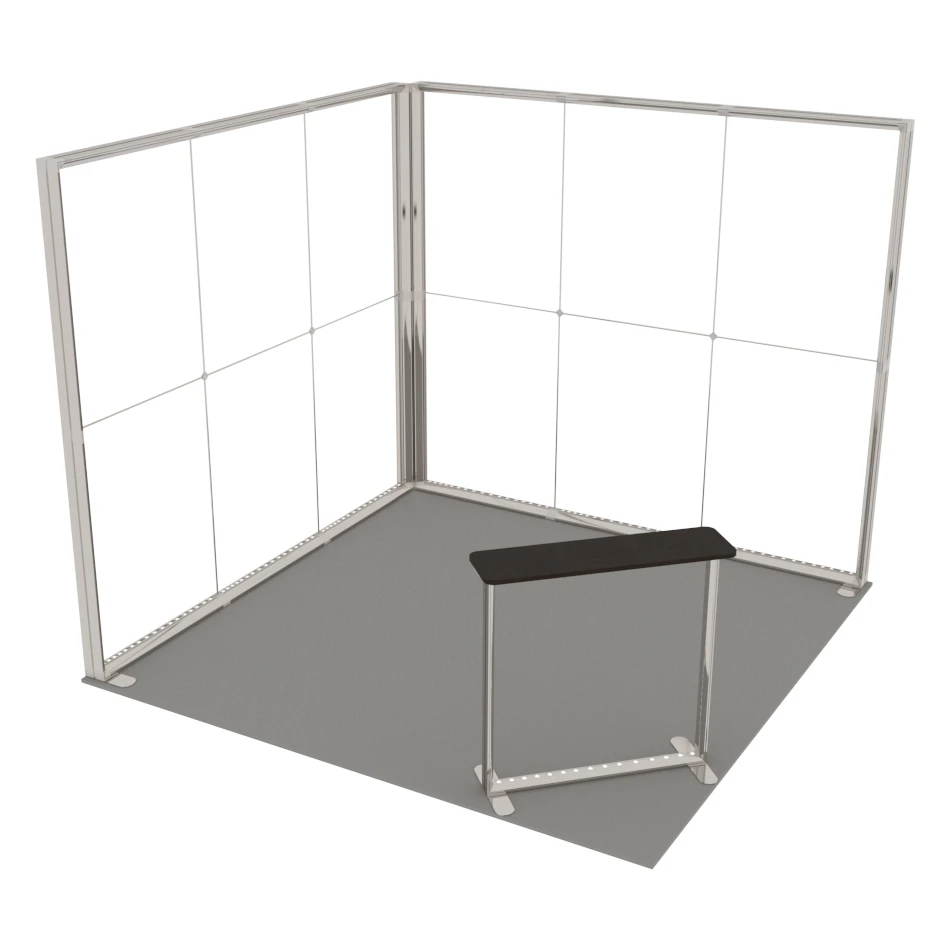 Stand d'exposition LED LUNIX™ 3×3 m en angle – vue 2