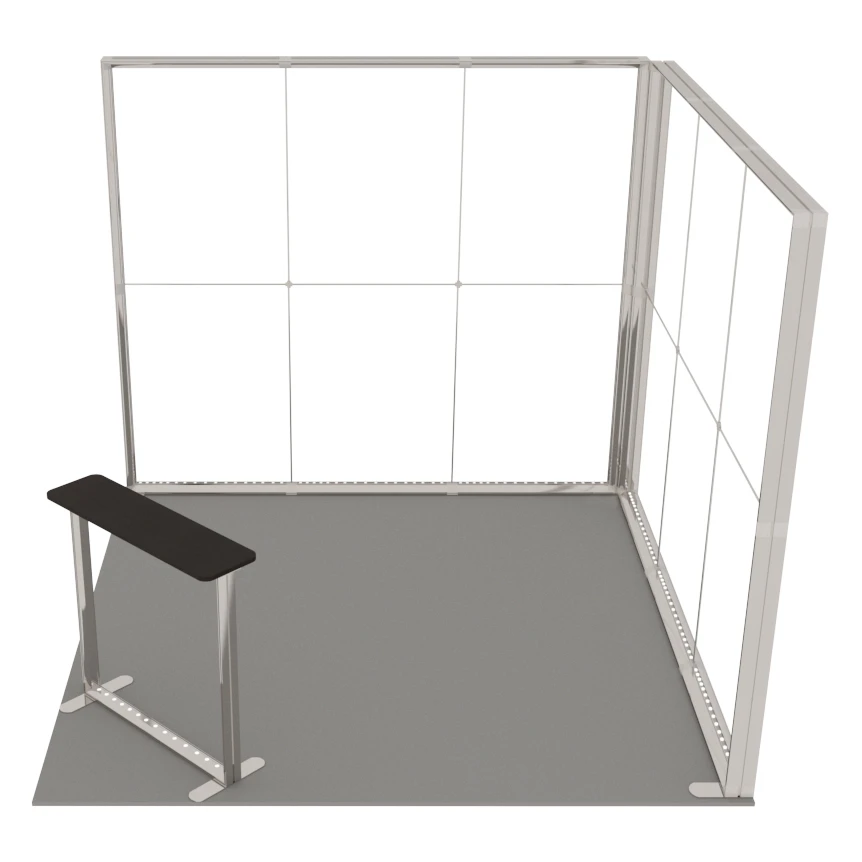 Stand d'exposition LED LUNIX™ 3×3 m en angle – vue 3