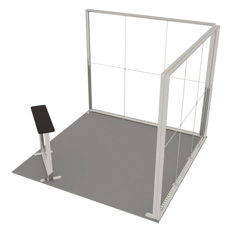 Stand d'exposition LED LUNIX™ 3×3 m en angle – vue 4
