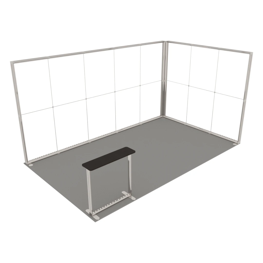Stand d'exposition LED LUNIX™ 5×3 m en angle – vue 3