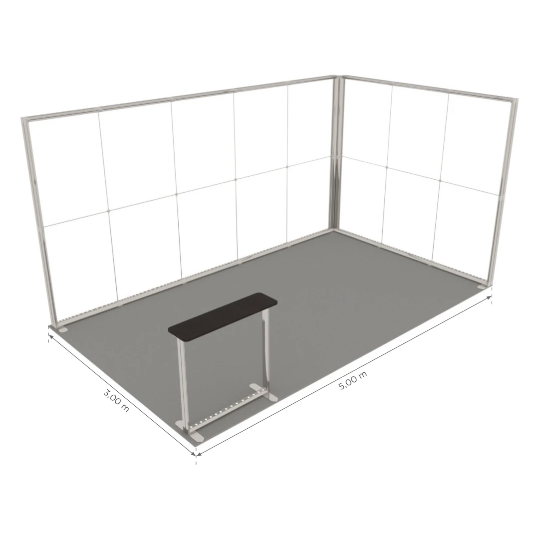 Stand d'exposition LED LUNIX™ 5×3 m en angle – vue 6