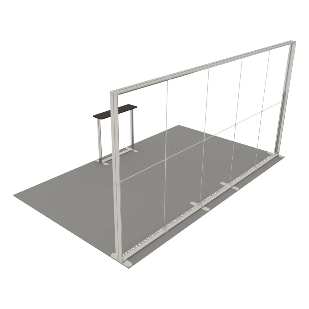 Stand d'exposition LED LUNIX™ 5×3 m en péninsule – vue 5
