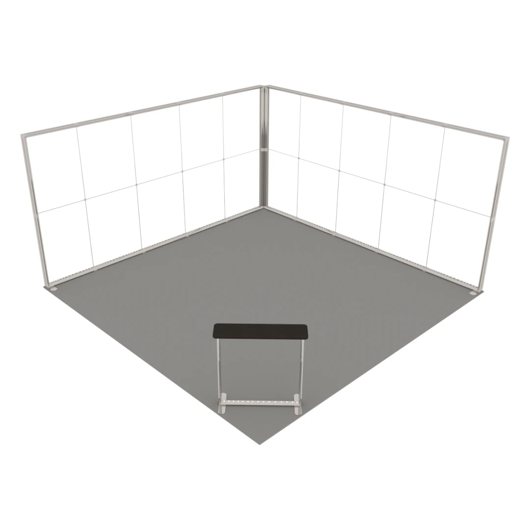 Stand d'exposition LED LUNIX™ 5×5 m en angle – vue 3