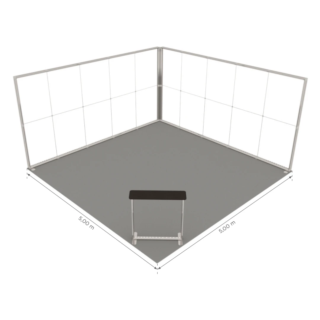 Stand d'exposition LED LUNIX™ 5×5 m en angle – vue 6