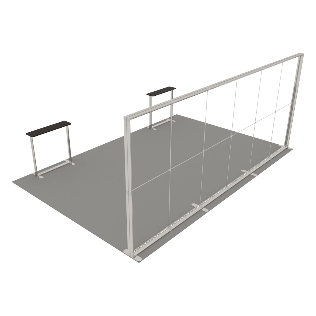 Stand d'exposition LED LUNIX™ 6×4 m péninsule avec 2 comptoirs – vue 5