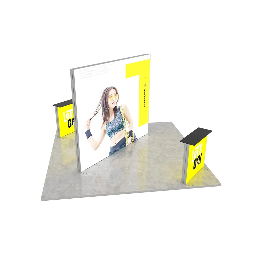 Stand d'exposition LED LUNIX™ 4×4 m en îlot – vue 1