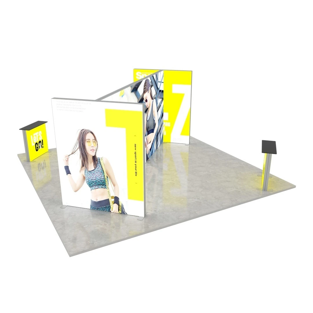 Stand d'exposition LED LUNIX™ 6×6 m en îlot – vue 2