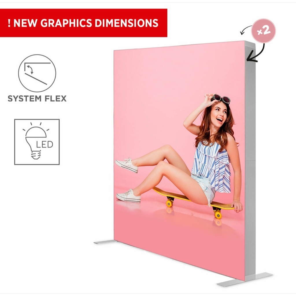 Mur publicitaire LED BOX™ PLUS (Structure + impression, 200x200)