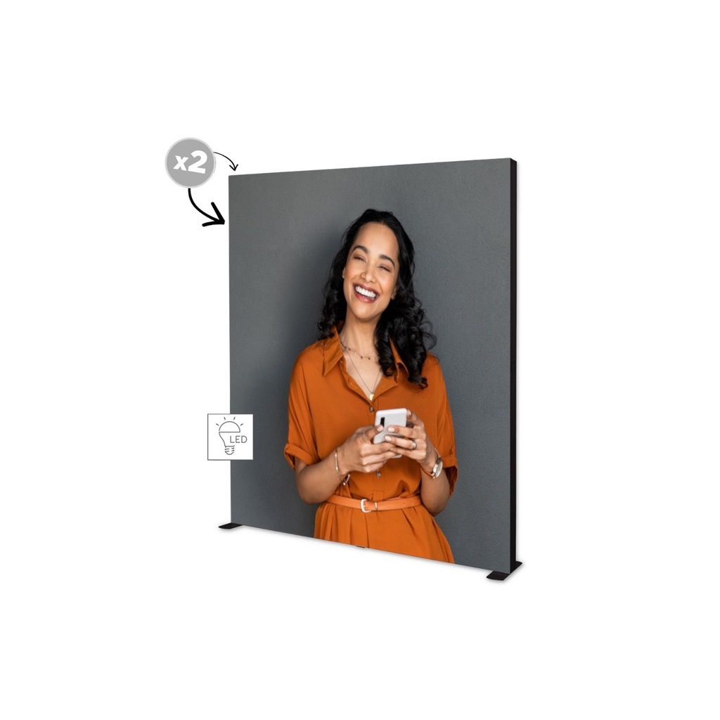 Mur d'images LUNIX™ BLACK 200×250 (sac à roulettes inclus) (Structure + impression, 200x250)